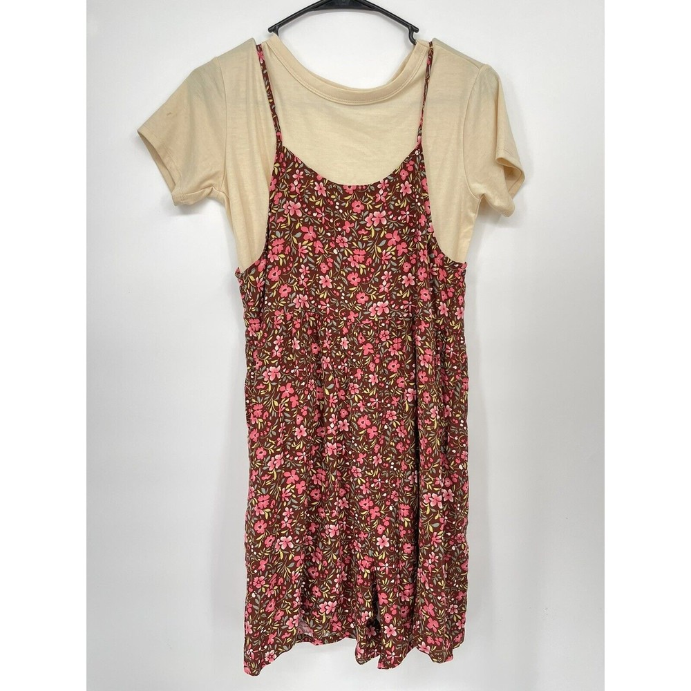 Colorful Planet XXL 18/20 Romper Set Kids Brown Excellent Floral 2-Piece Layered